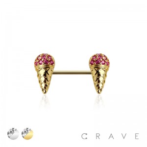 ICE CREAM END 316L SURGICAL STEEL NIPPLE BAR